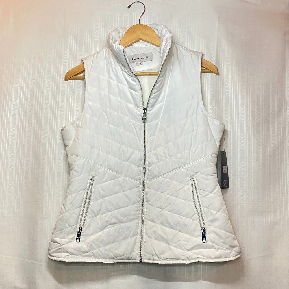 WHITE VEST - BLACK RIVET - SIZE SMALL